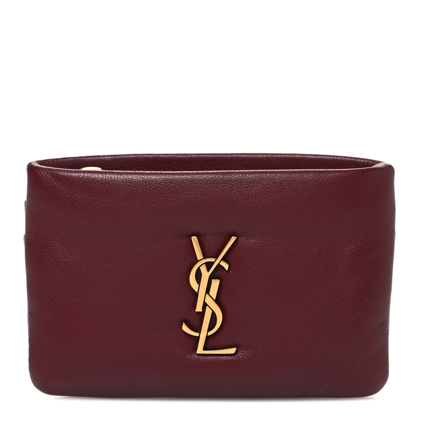 Padded Lambskin Monogram Zip Card Holder Rouge Merlot