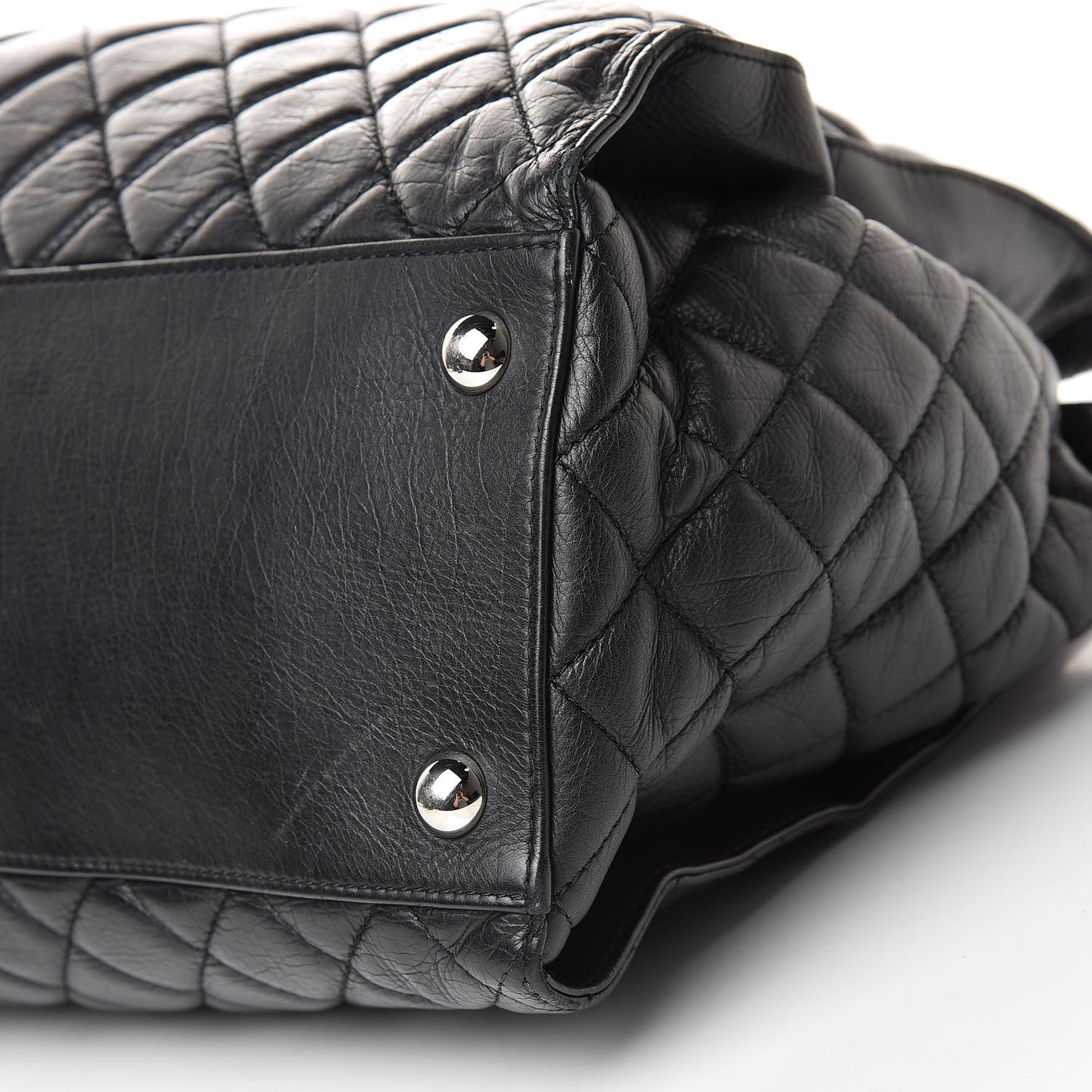 Calfskin Quilted Large Chic and Soft Shopping Tote Black