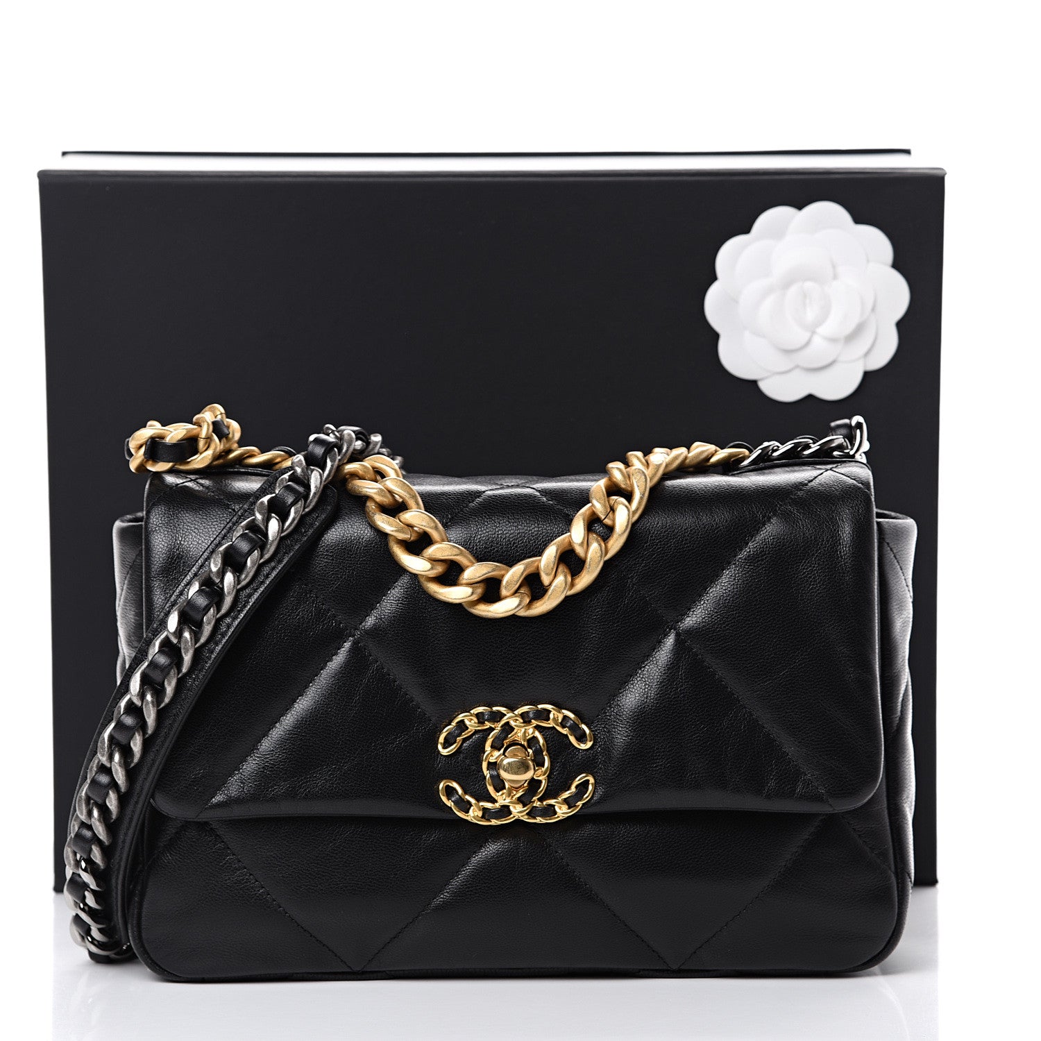 Chanel Goatskin Quilted Medium 19 Flap Black 10 of 10