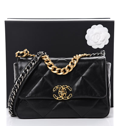 Chanel Goatskin Quilted Medium 19 Flap Black 10 of 10