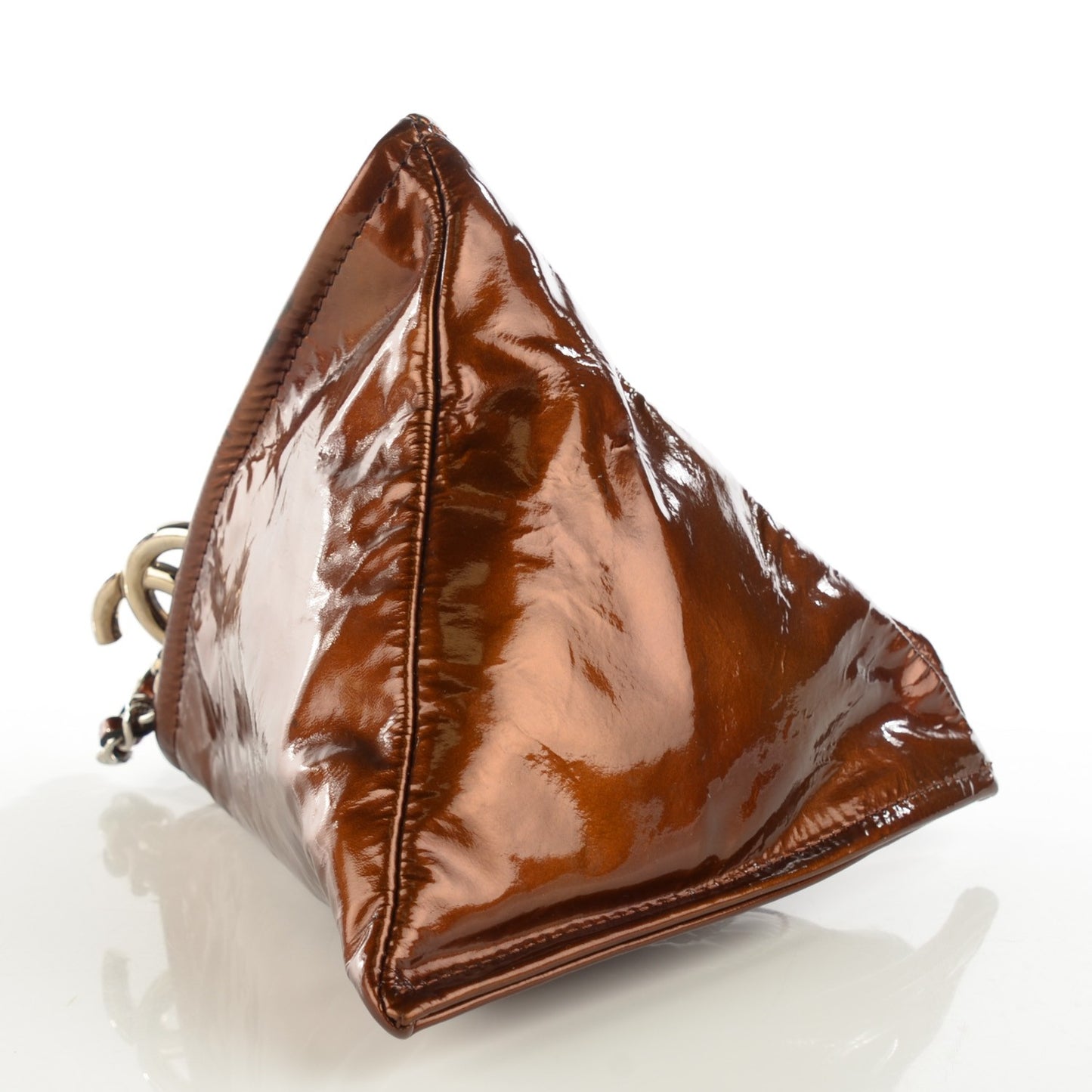 Patent Small Bonbons Wristlet Bronze