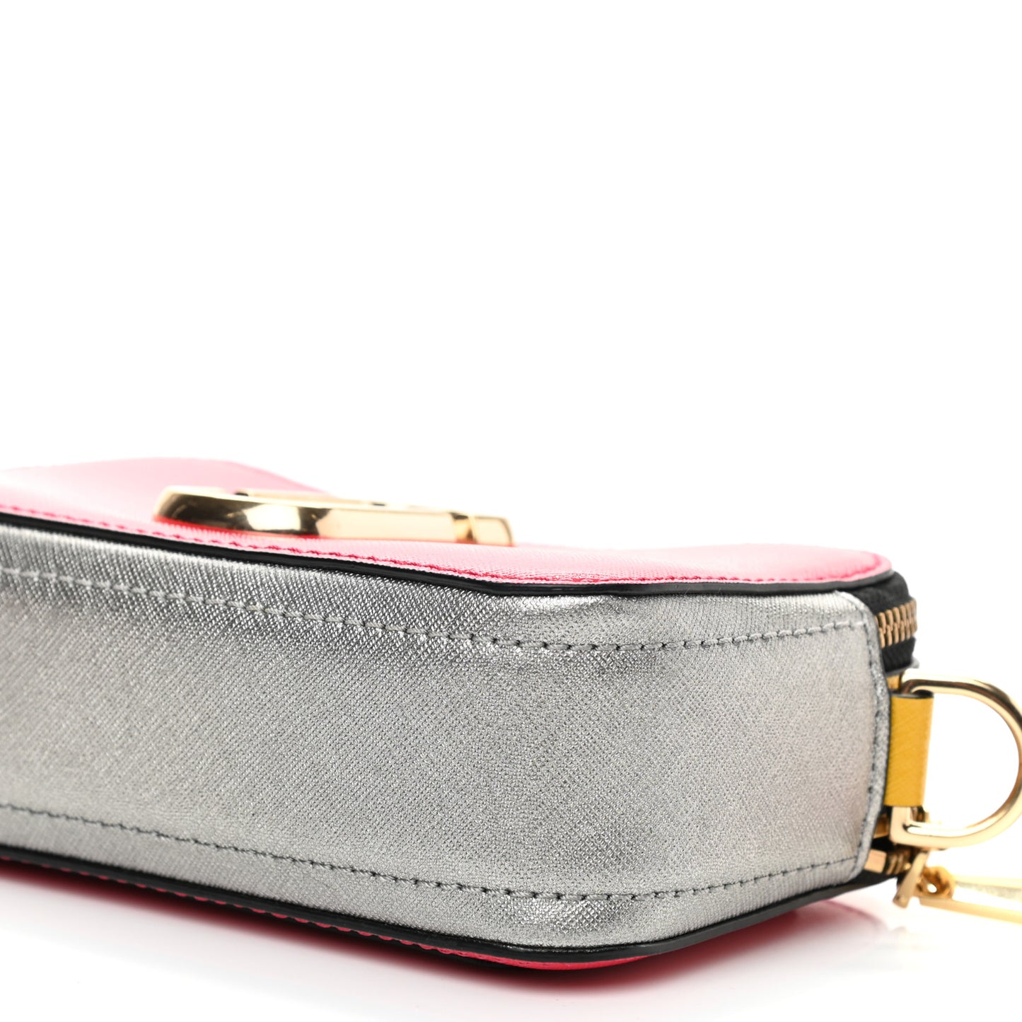 Saffiano Rainbow Strap Color Block Small Snapshot Camera Bag Pink Multicolor