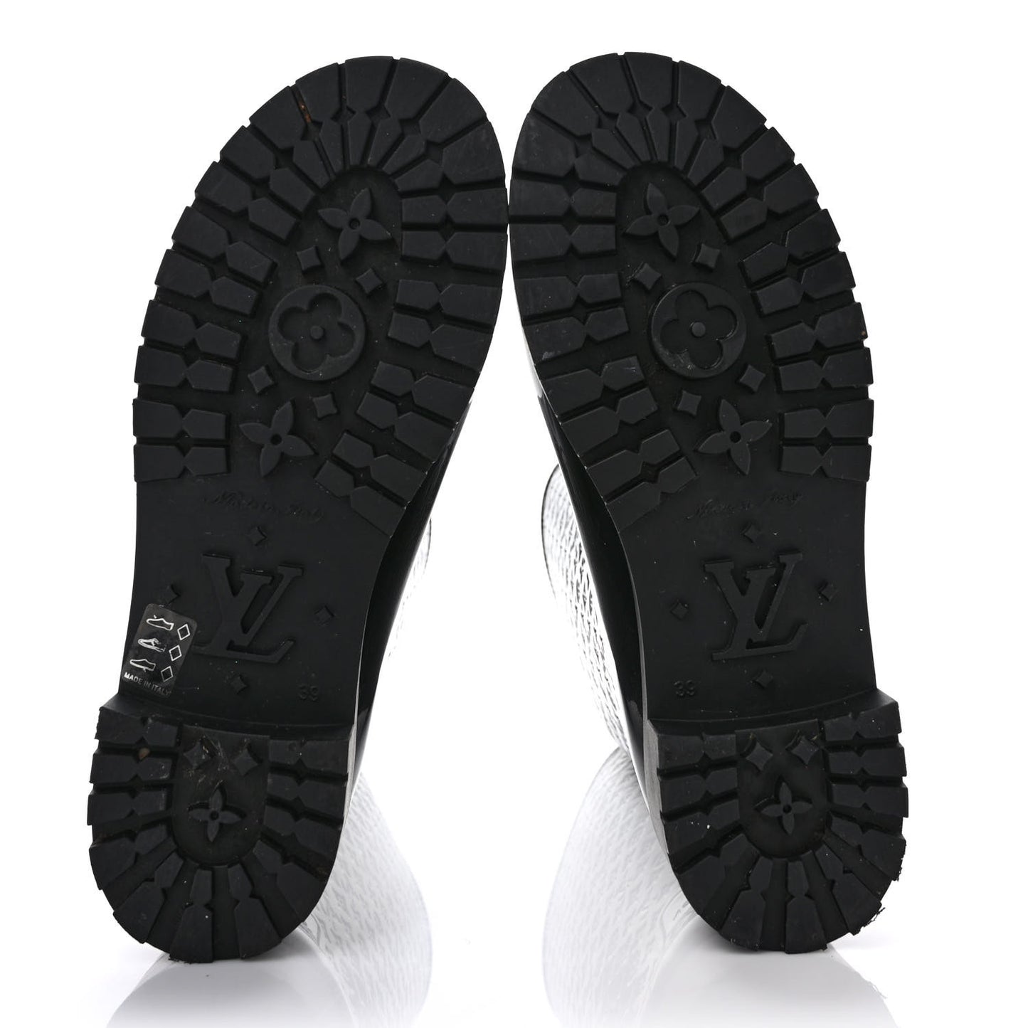 Rubber Embossed Monogram Splash Rain Boots 39 Black
