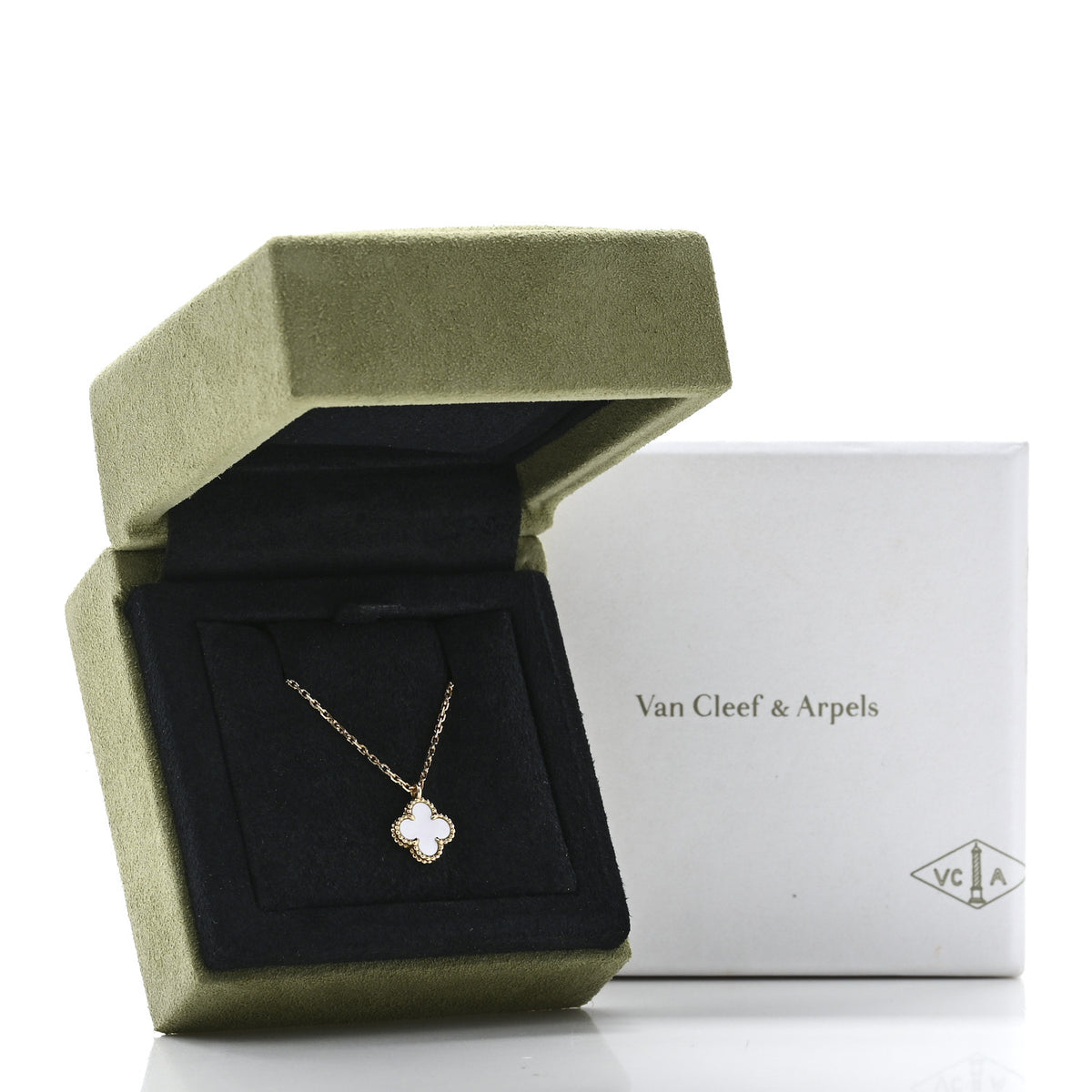 Van Cleef & Arpels 18K Yellow Gold Mother of Pearl Sweet Alhambra Pendant Necklace 6 of 6
