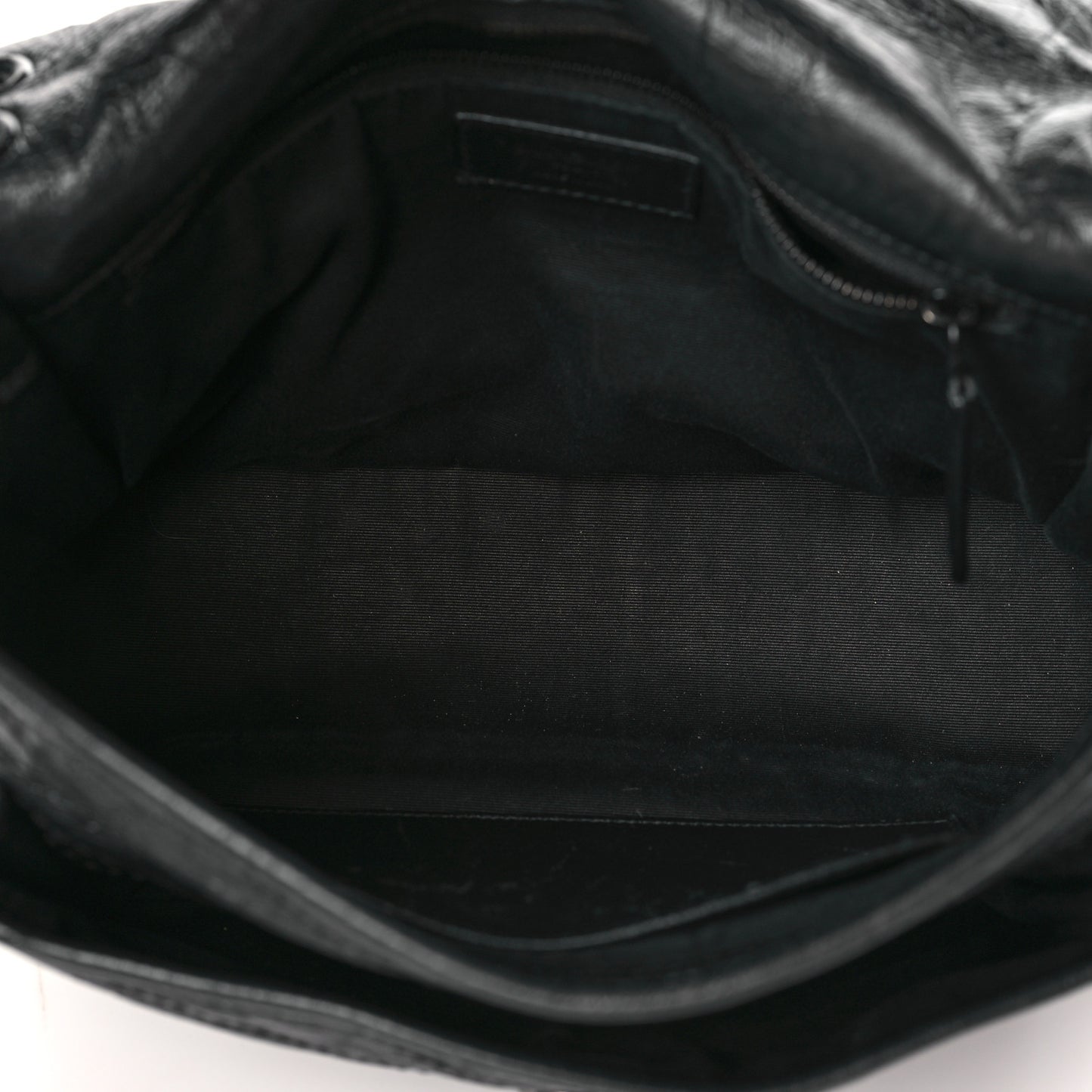 Crinkled Calfskin Matelasse Monogram Medium Niki Chain Satchel Black