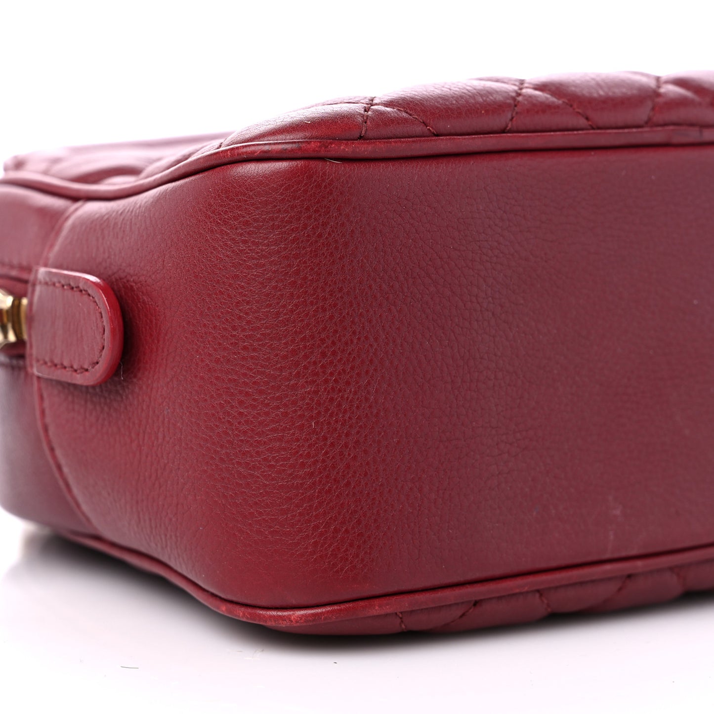 Calfskin Quilted CC Small Vanity Case Dark Red