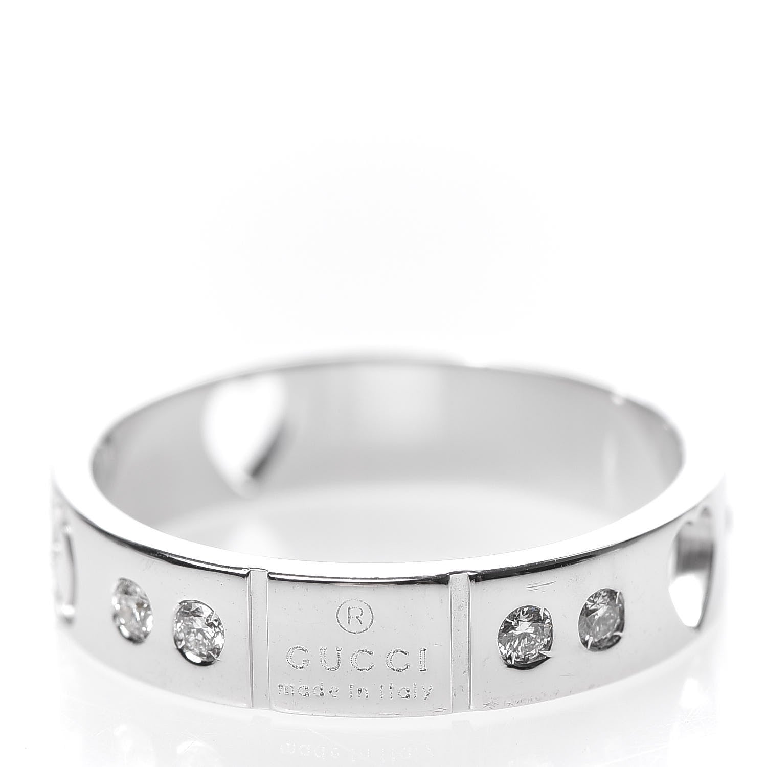 Gucci 18K White Gold Diamond Amor Icon Thin Band Ring 48 4.5 5 of 6