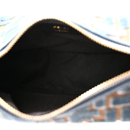 Fendi Velluto Jacquard F is Fendi Vitello Grace Mini Fendigraphy Hobo Bag Blue Brown 5 of 11