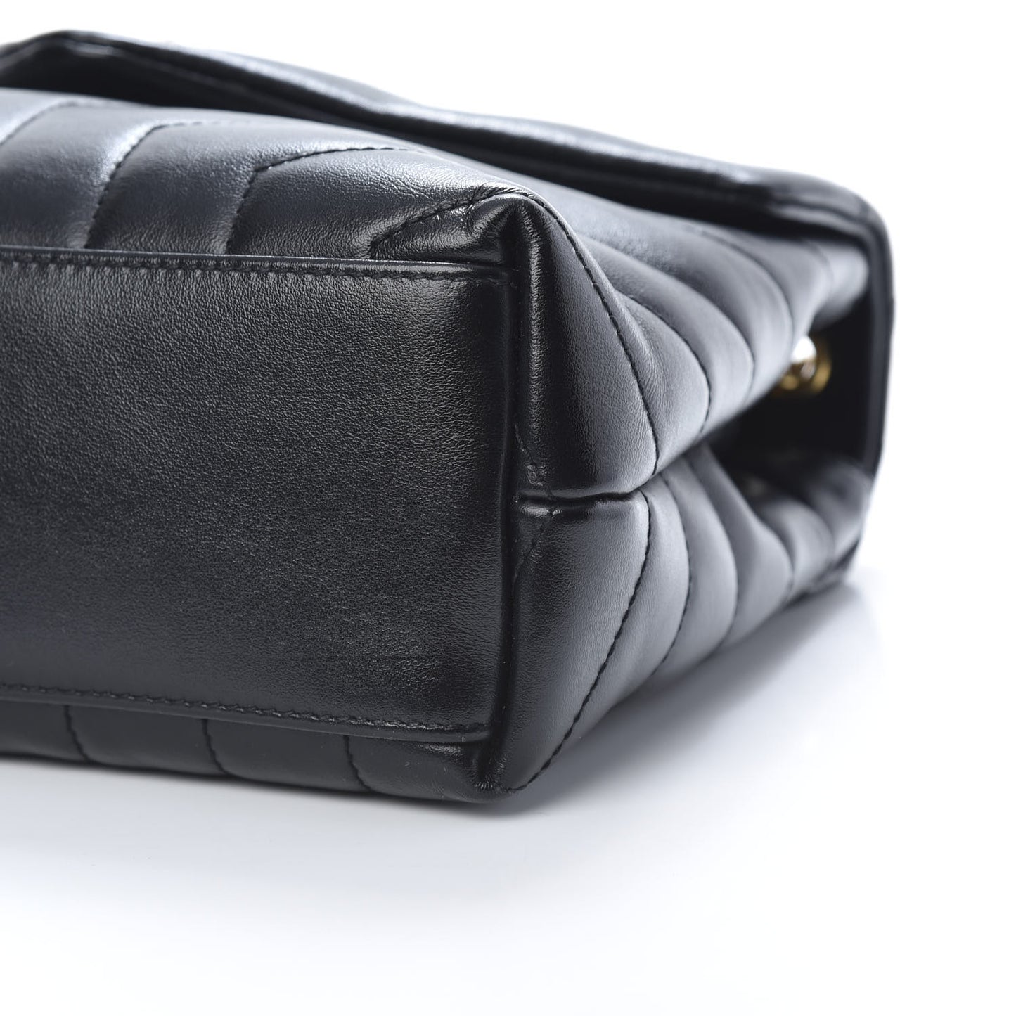 Calfskin Y Quilted Monogram Small Loulou Chain Satchel Black