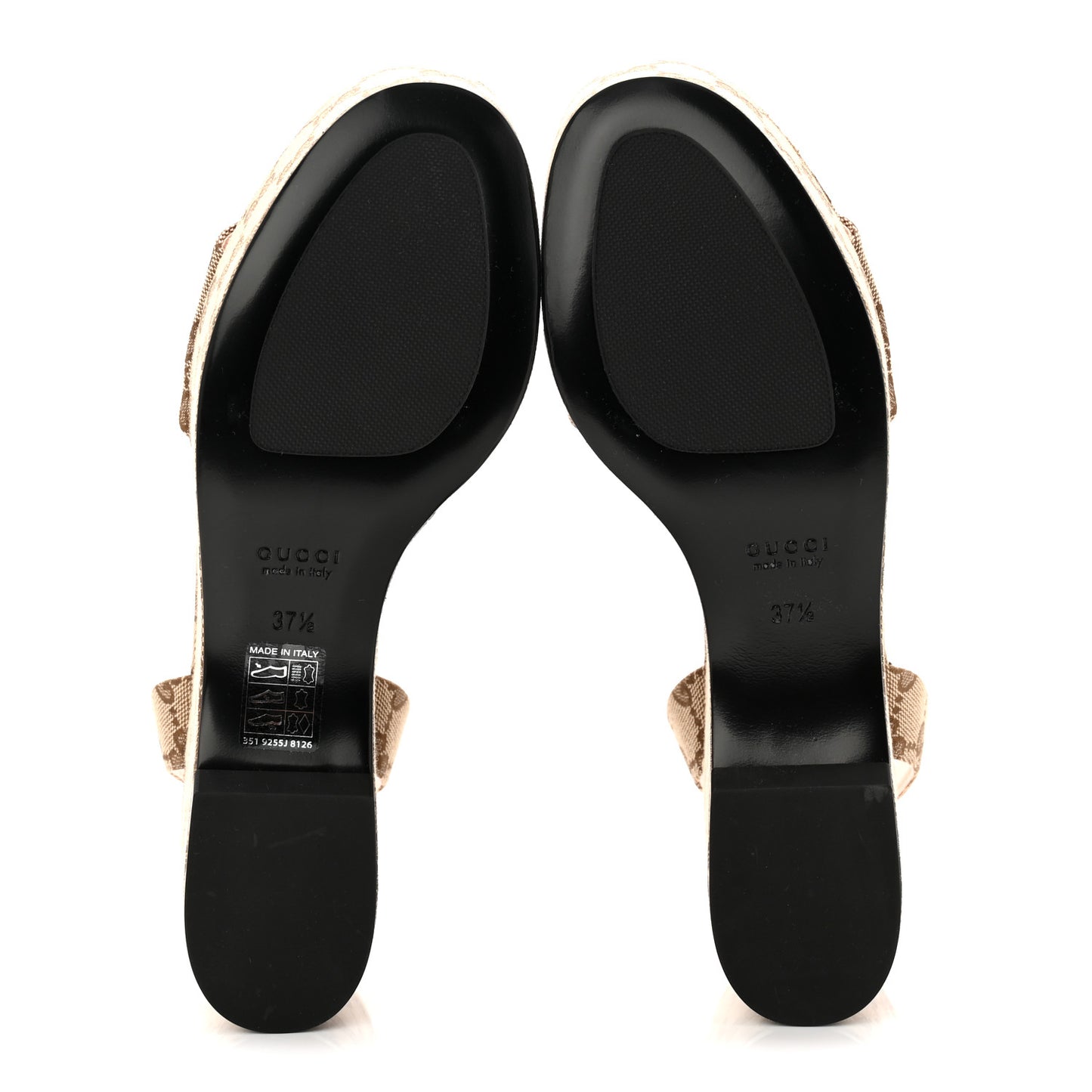 Monogram Nappa Chalotte Horsebit Ankle Strap 75mm Flatform Sandals 37.5 Beige Ebony