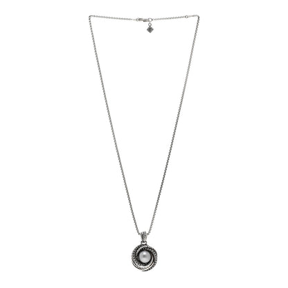 David Yurman Sterling Silver Diamond Silver Pearl 10mm Crossover Pendant Necklace 3 of 4
