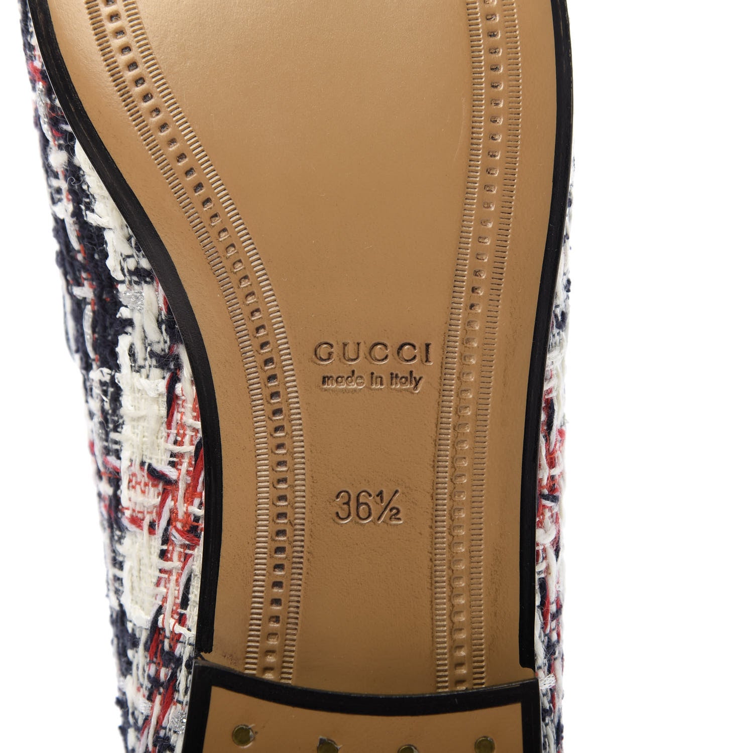 Gucci Tweed Check Horsebit Womens Jordaan Loafers 36.5 Gardenia Ink Blue Agata 8 of 10