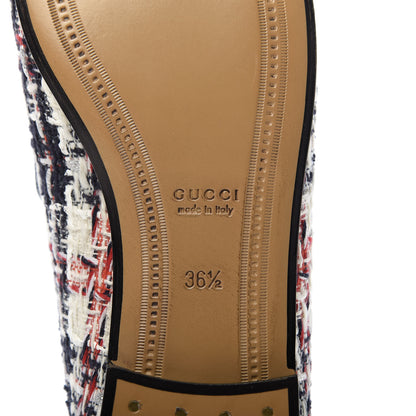 Gucci Tweed Check Horsebit Womens Jordaan Loafers 36.5 Gardenia Ink Blue Agata 8 of 10