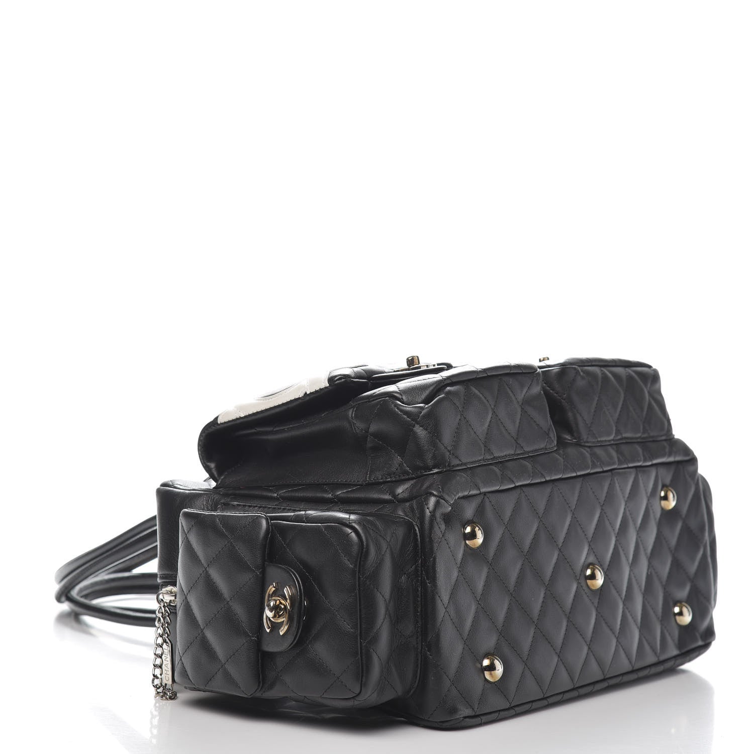 Chanel Calfskin Quilted Large Cambon Multipocket Reporter Black White 4 of 14