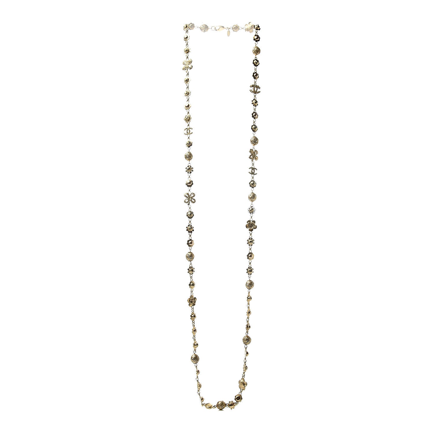 Chanel Pearl Camellia CC Long Necklace Gold 3 of 4