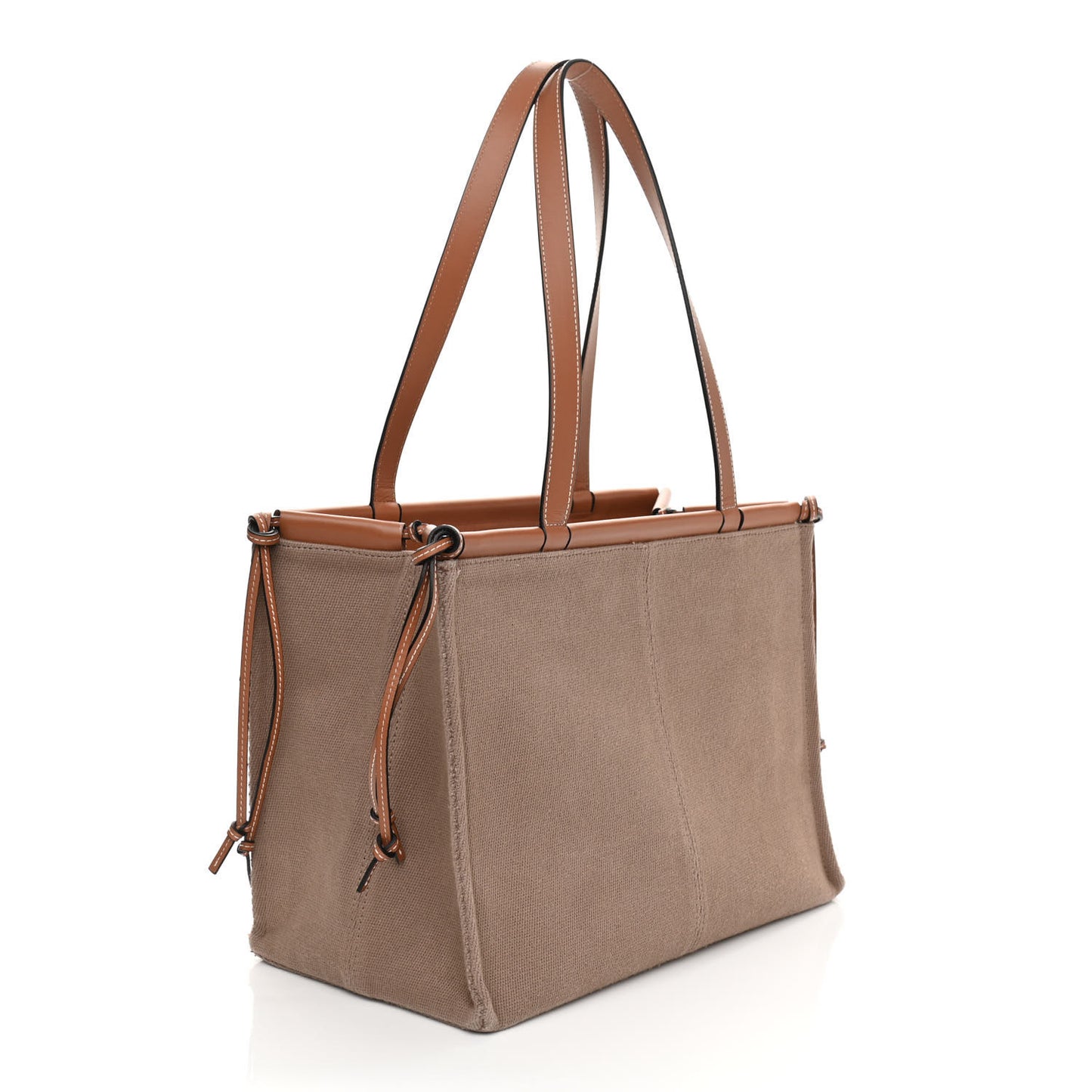 Canvas Calfskin Cushion Tote Taupe