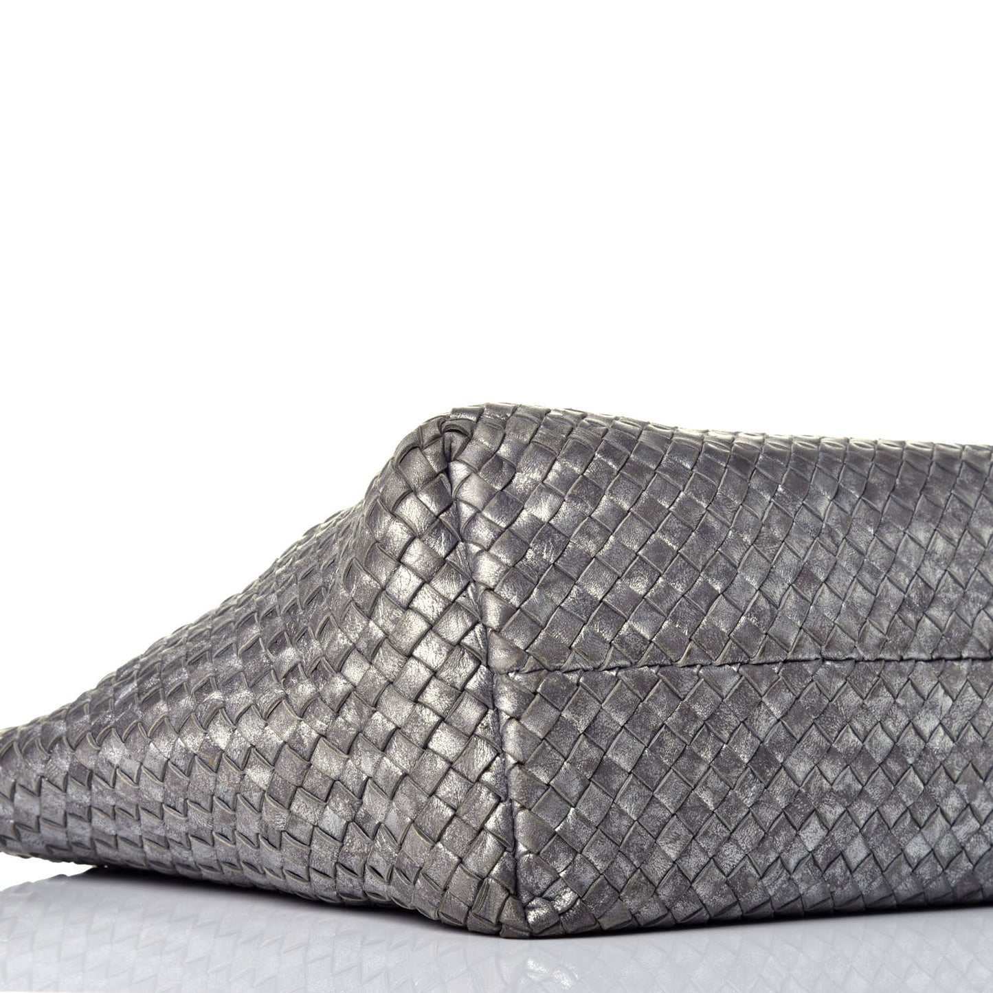 Metallic Nappa Intrecciato Medium Moon Cabat Silver