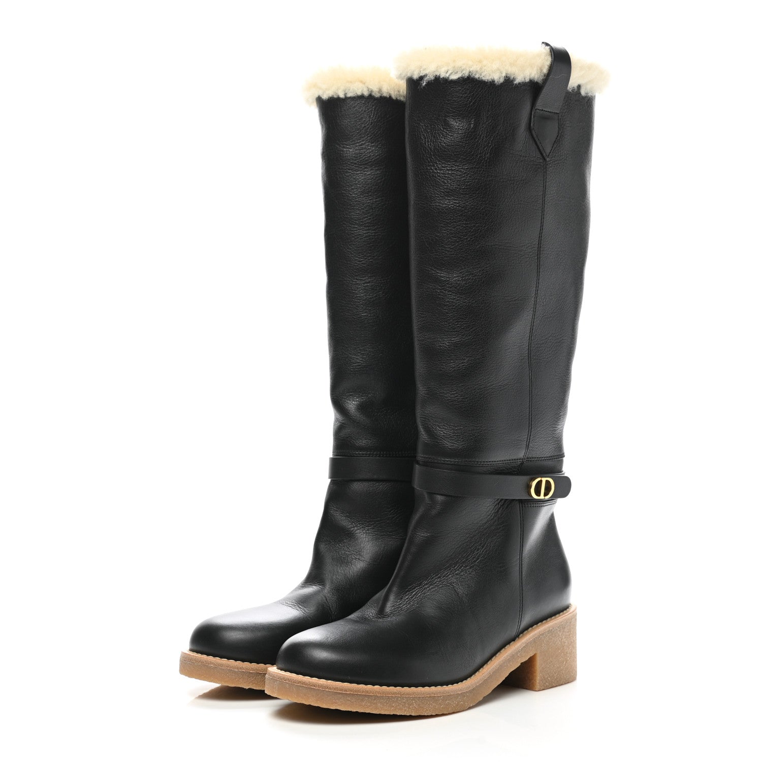 Christian Dior Calfskin Shearling D-Furious Boots 37.5 Black 3 of 9