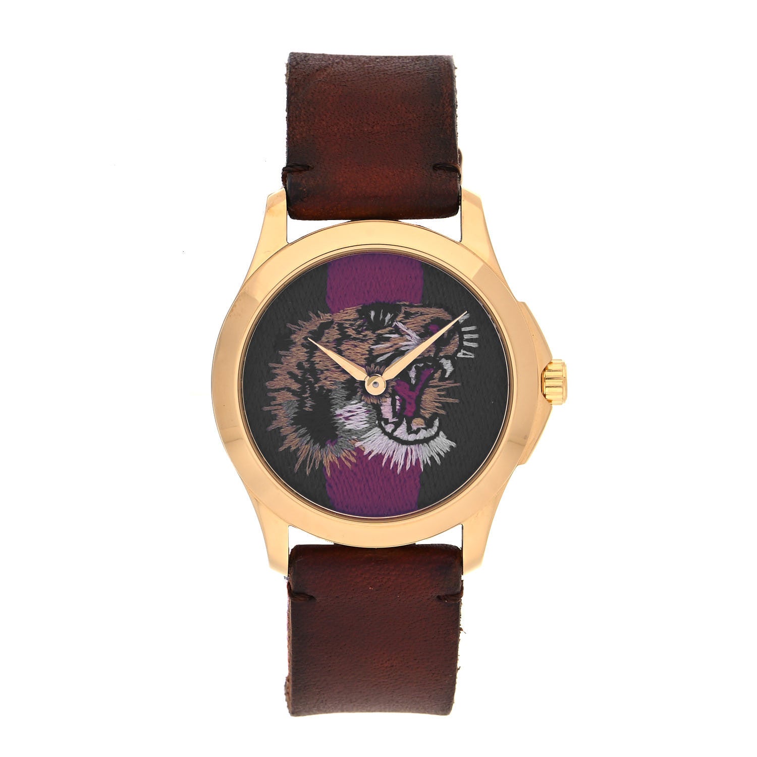 Gucci Stainless Steel Calfskin 38mm Le Marché Des Merveilles Tiger Quartz Watch 1 of 5