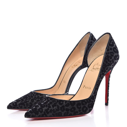 Christian Louboutin Floque Patent Glitter Leo Iriza 100 Pumps 37 Black 3 of 10