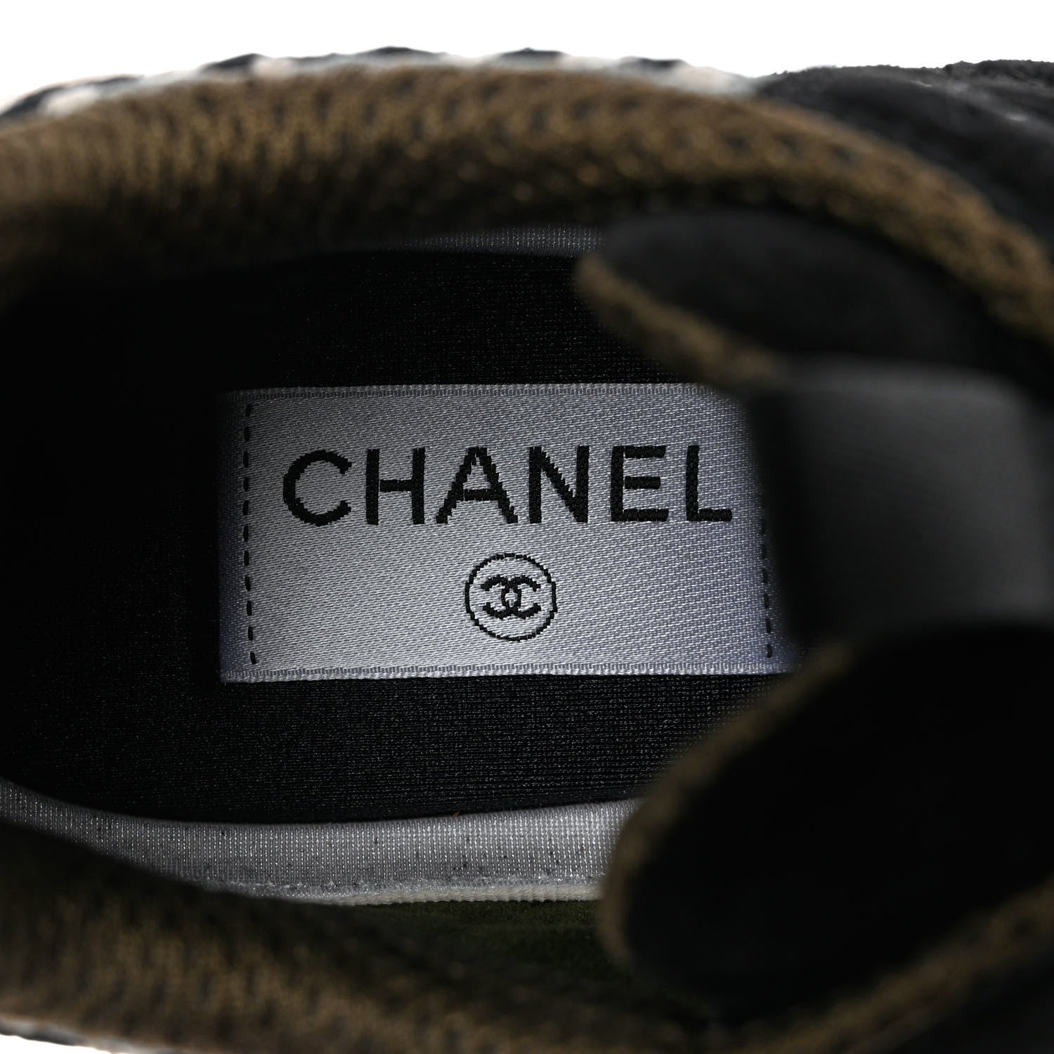 Chanel Suede Calfskin Embroidered CC Sneakers 38 Black 6 of 9