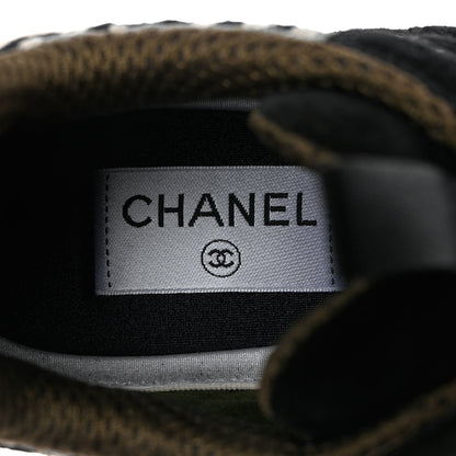 Chanel Suede Calfskin Embroidered CC Sneakers 38 Black 6 of 9