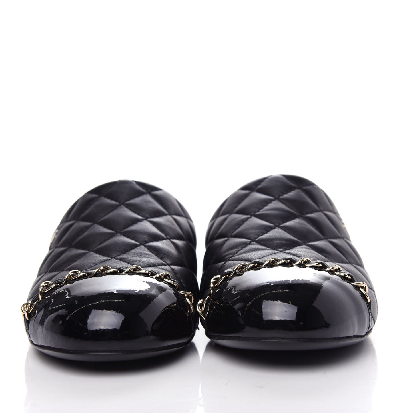 Lambskin Quilted Chain Mules 39 Black