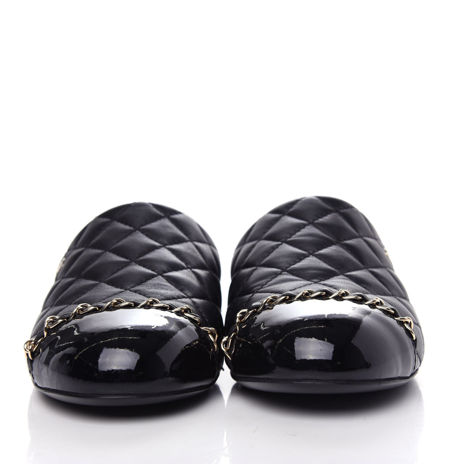Chanel Lambskin Quilted Chain Mules 39 Black 2 of 11