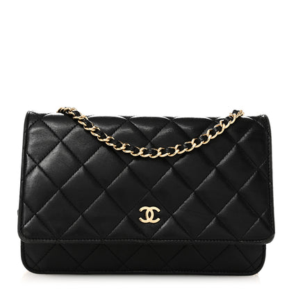 Chanel Lambskin Quilted Wallet On Chain WOC Black 1 of 11