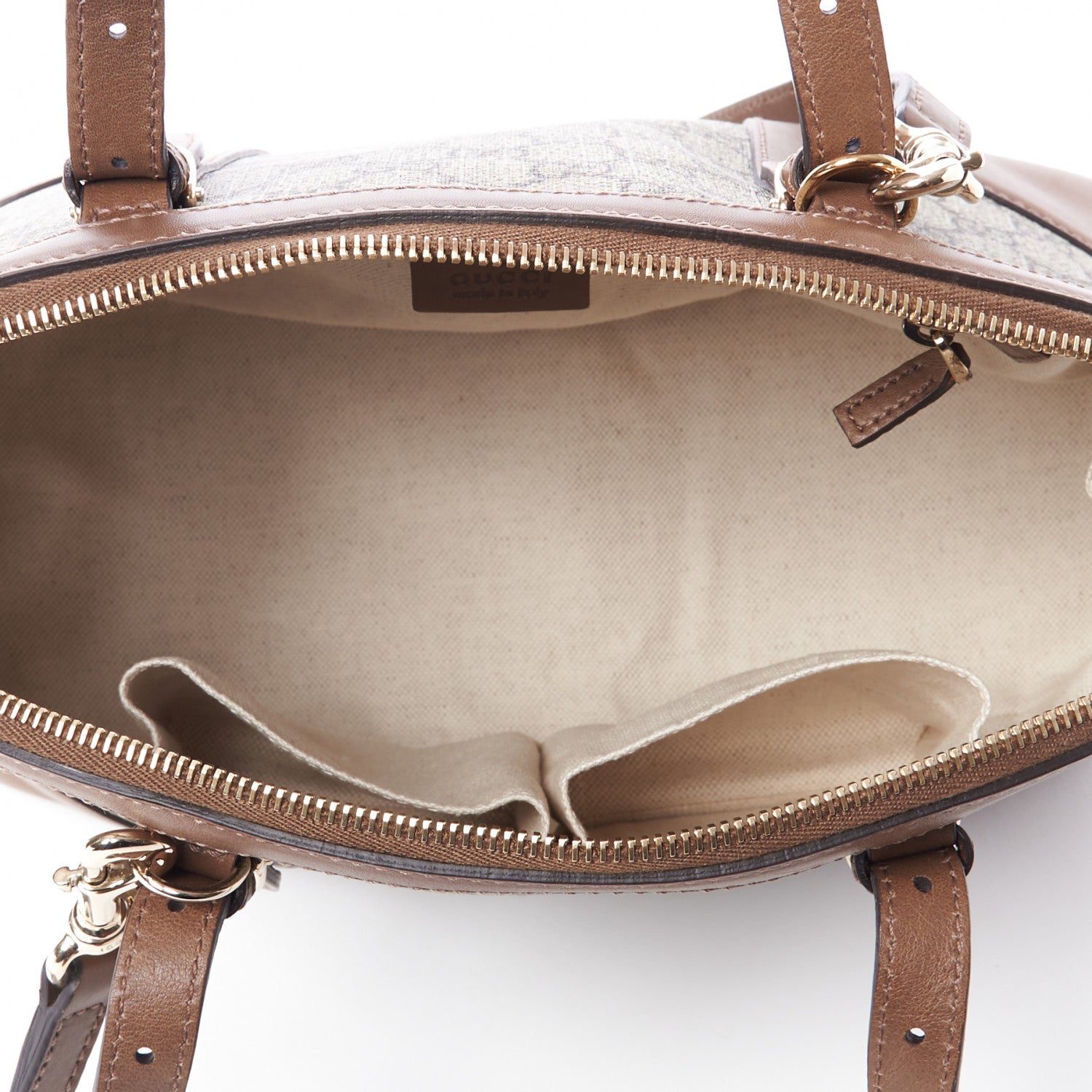 Gucci GG Supreme Monogram Margaux Calfskin Small Nice Top Handle Dome Bag Beige Ebony Acero 6 of 8