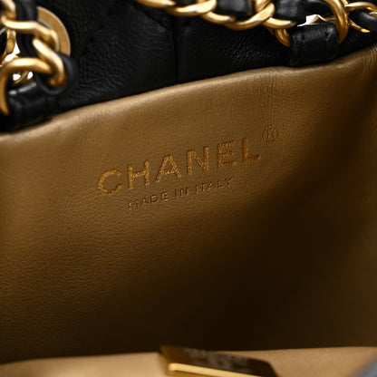 Chanel Lambskin Quilted Small Pearl Crush Bucket Bag Black 6 of 12