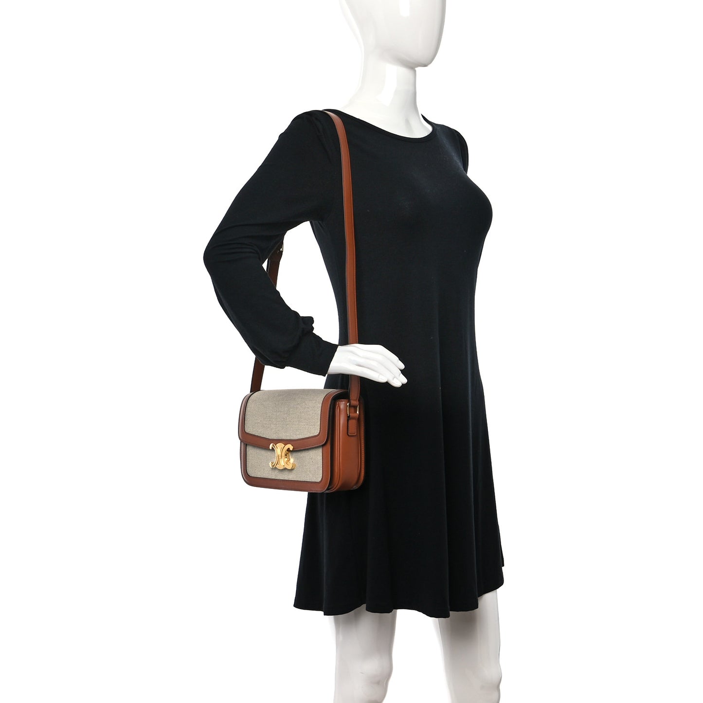 Textile Calfskin Classique Triomphe Bag Natural Tan
