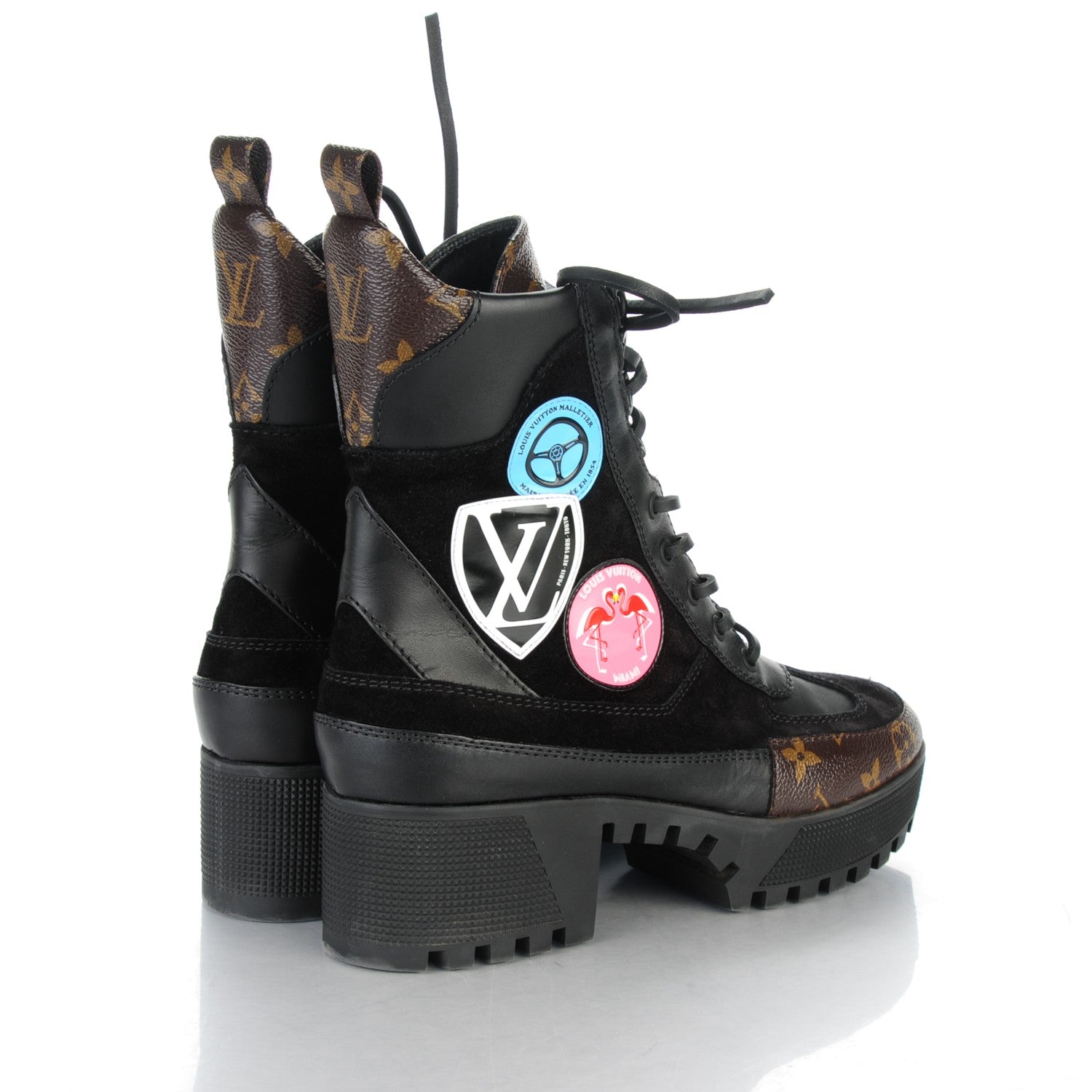Louis Vuitton Suede Calfskin Monogram Checkpoint Platform Desert Boots 39 Black 4 of 7
