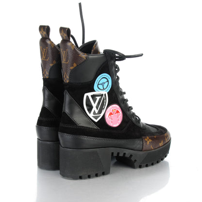 Louis Vuitton Suede Calfskin Monogram Checkpoint Platform Desert Boots 39 Black 4 of 7