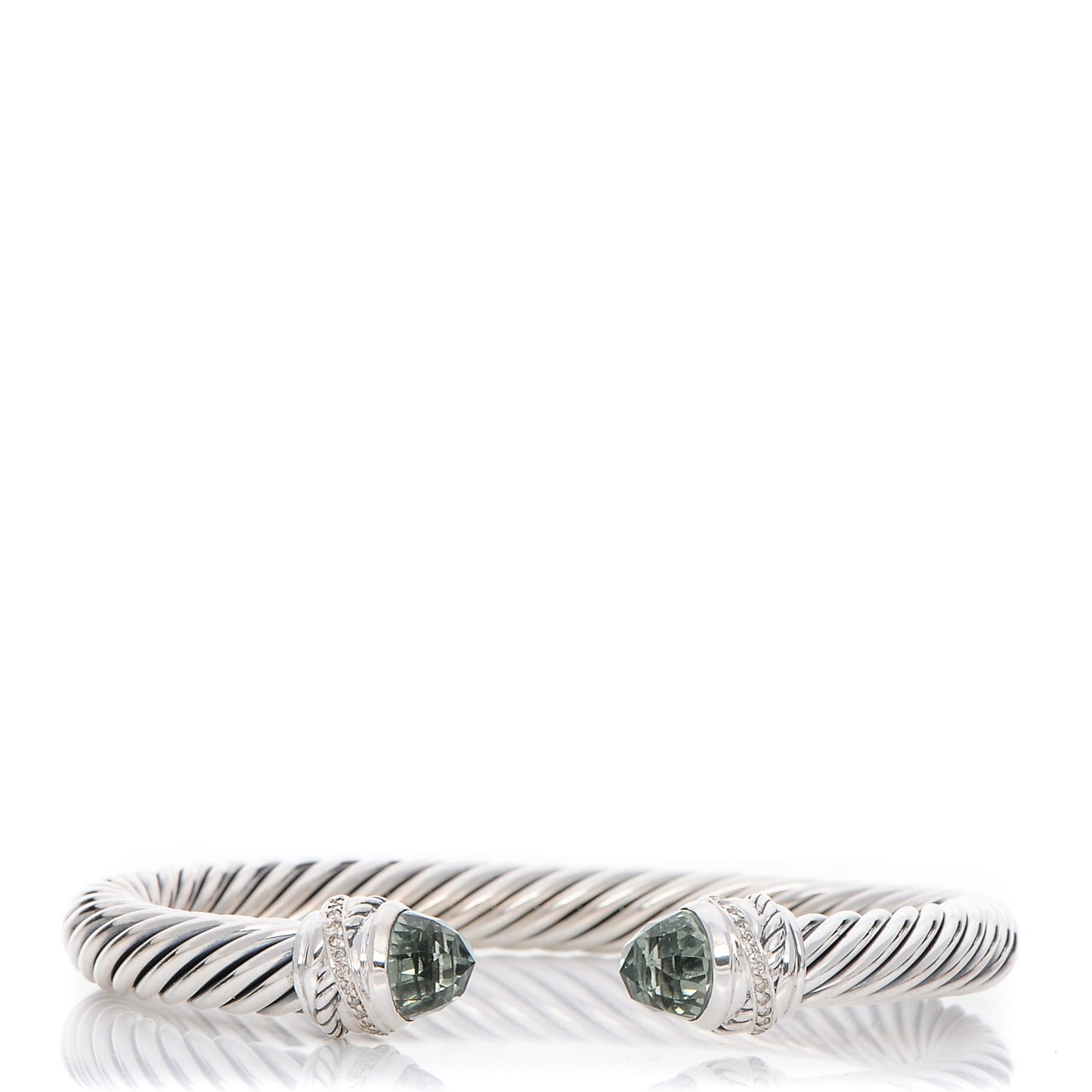 Sterling Silver Diamond Prasiolite 7mm Cable Classics Bracelet
