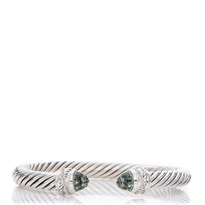David Yurman Sterling Silver Diamond Prasiolite 7mm Cable Classics Bracelet 1 of 5