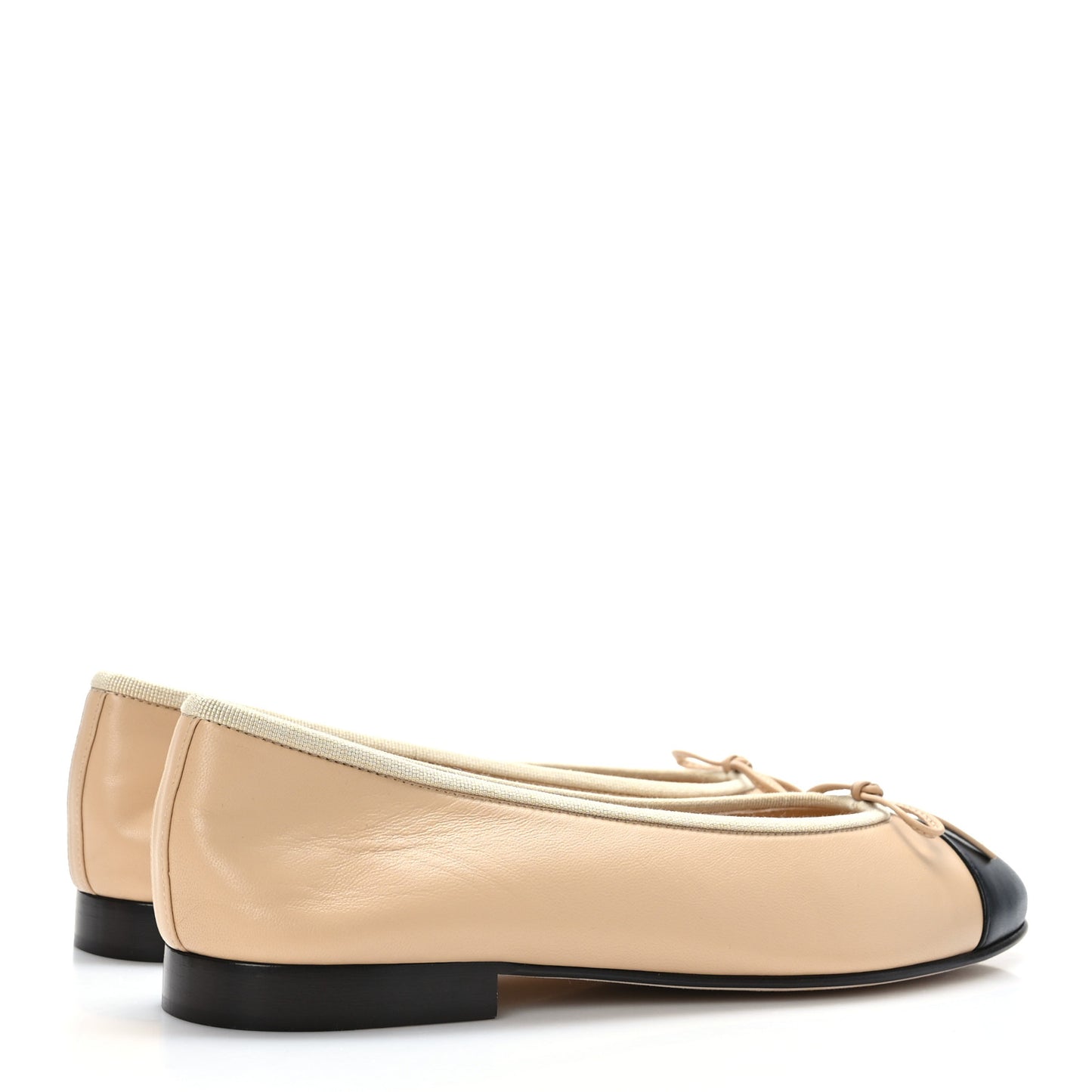 Lambskin Cap Toe CC Ballerina Flats 39.5 Beige Black