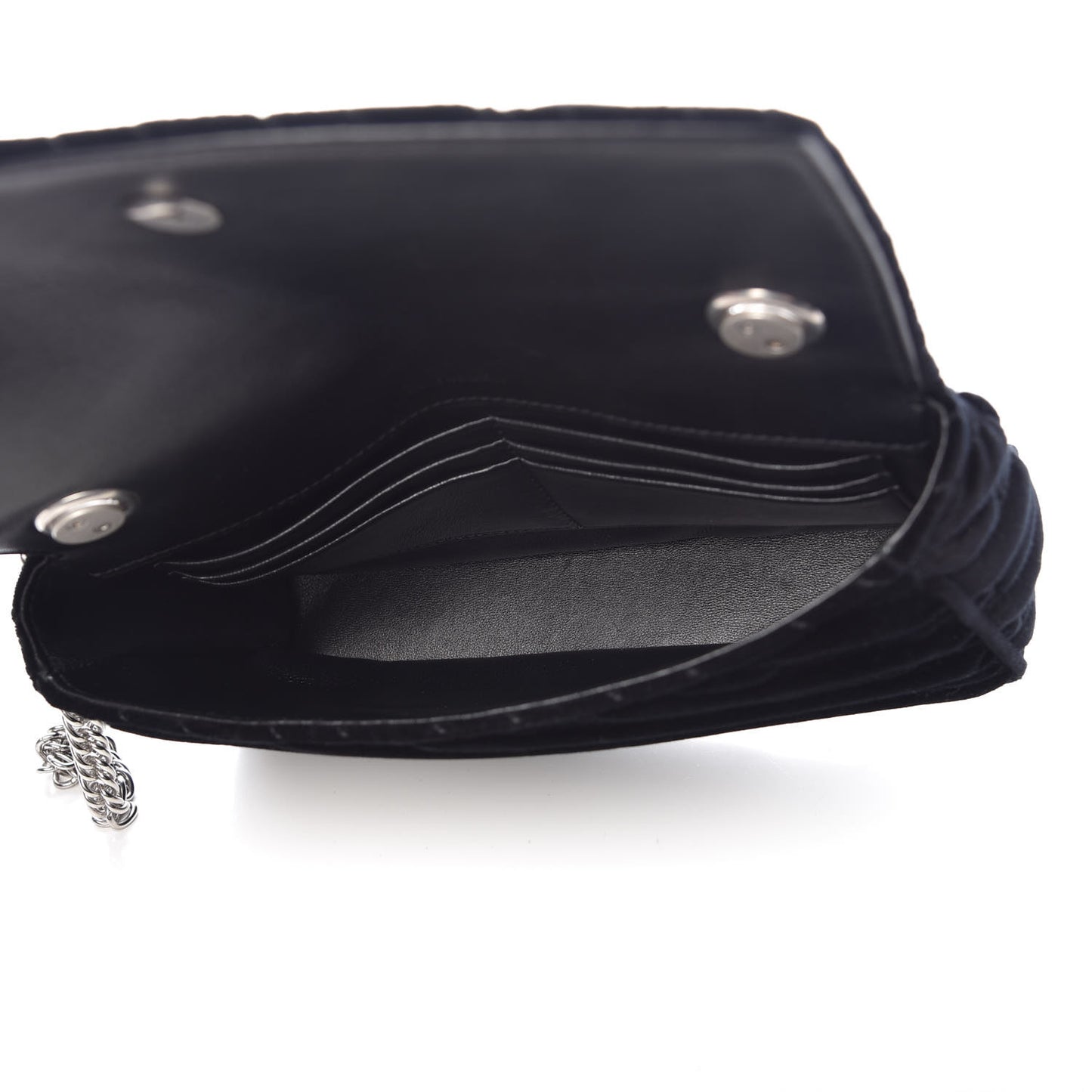 Velvet Logo Matelasse BB Chain Wallet Black