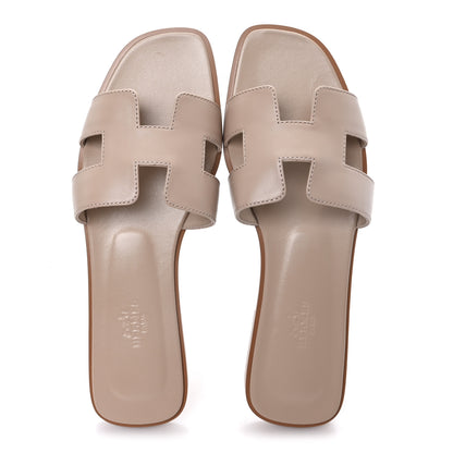 Hermes Box Calfskin Oran Sandals 39 Camel 2 of 10