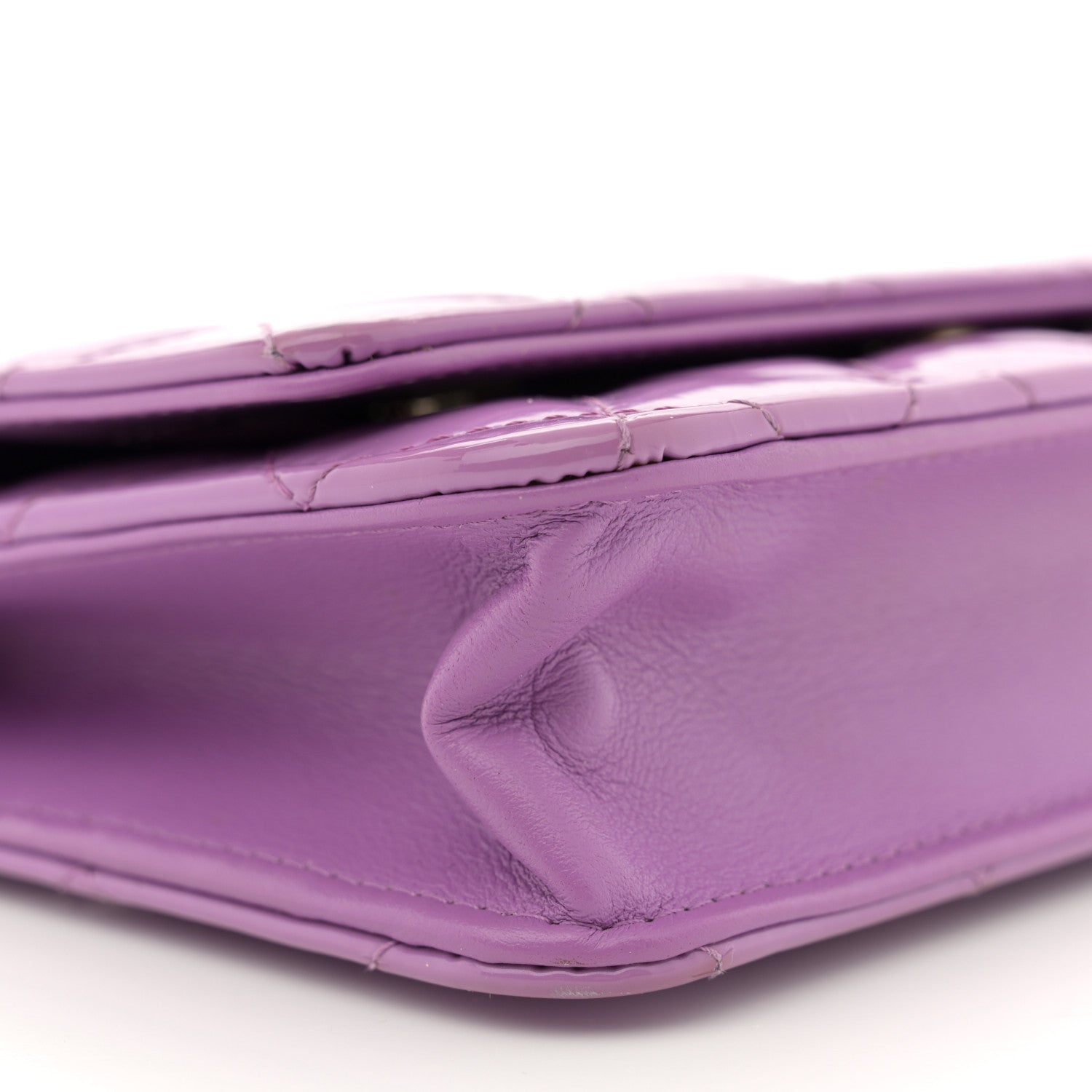 Chanel Patent Quilted Wallet On Chain WOC Purple 10 of 13