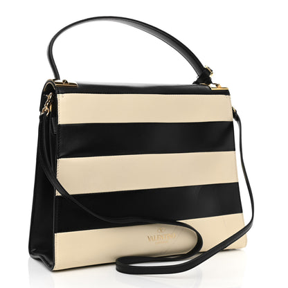Valentino Garavani Nappa Striped Medium My Rockstud Frame Bag Black Light Ivory 3 of 13