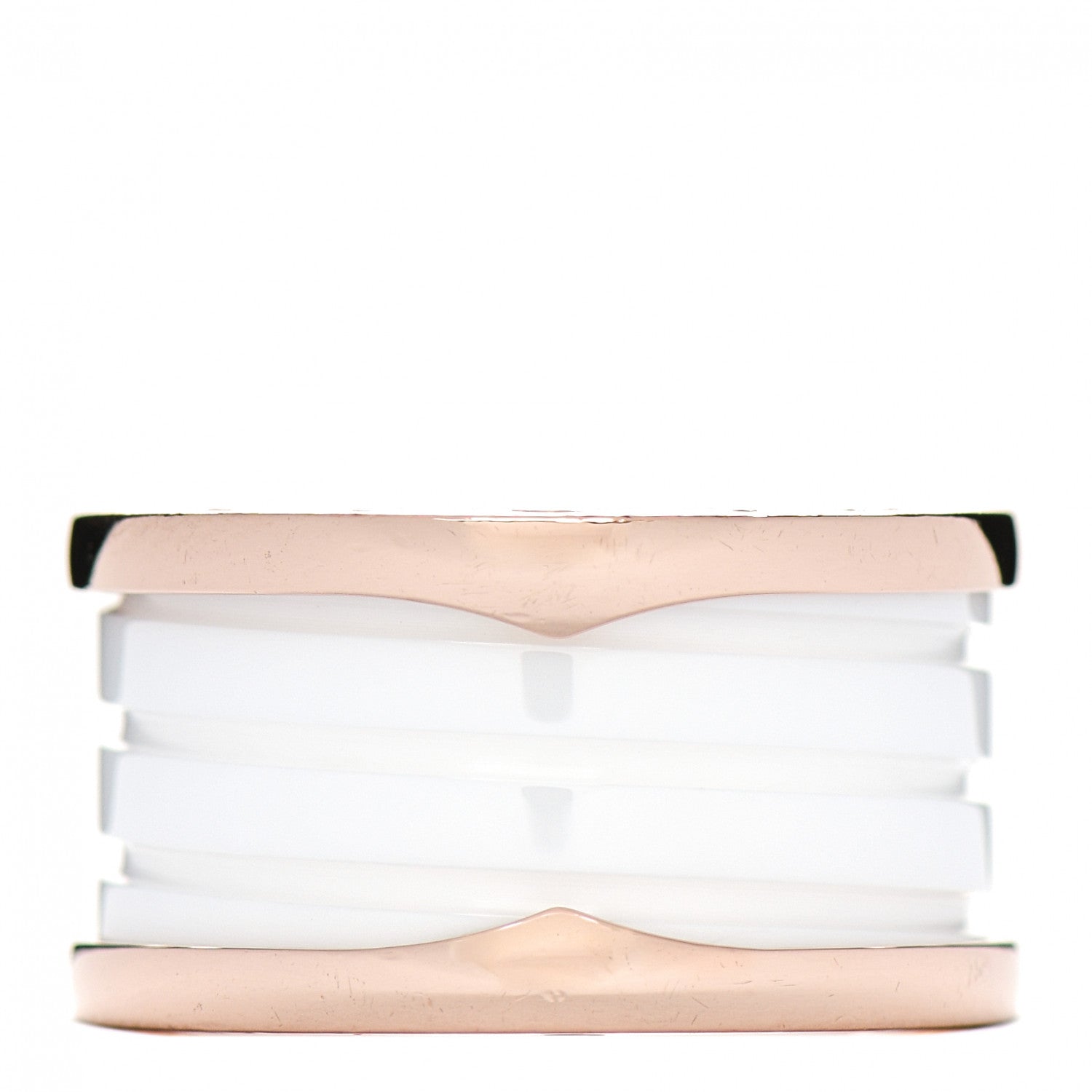 Bulgari 18K Rose Gold White Ceramic B.Zero1 Four-Band Ring 53 6.25 1 of 5