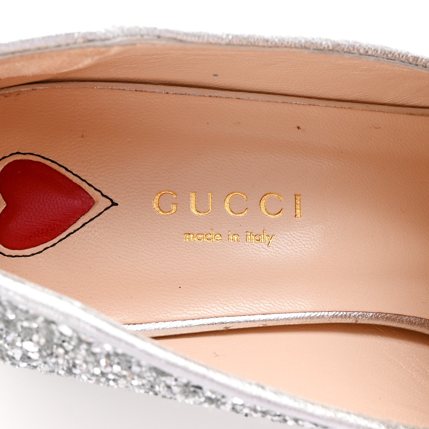 Gucci Glitter Web Peyton Loafers 35.5 Silver 8 of 9