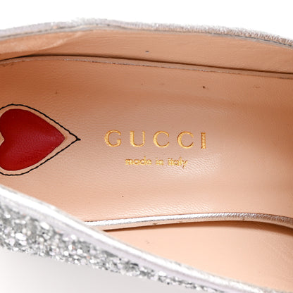 Gucci Glitter Web Peyton Loafers 35.5 Silver 8 of 9