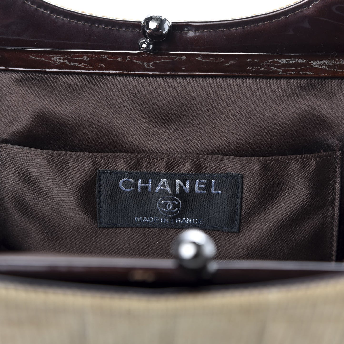 Corduroy Quilted Chocolate Bar Kiss Lock CC Shoulder Bag Brown