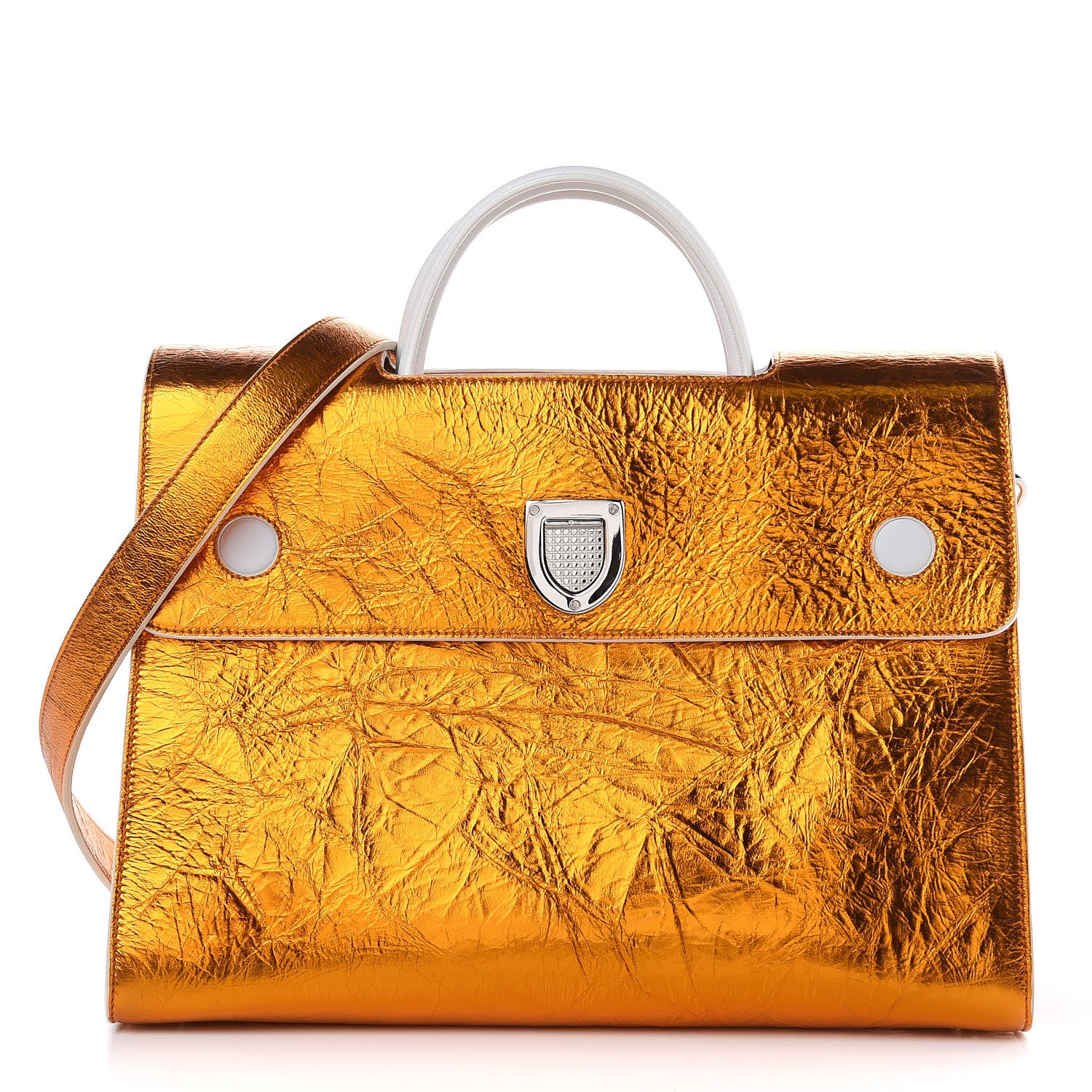 Christian Dior Metallic Calfskin Large Diorever Flap Orange 1 of 8