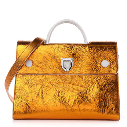 Christian Dior Metallic Calfskin Large Diorever Flap Orange 1 of 8