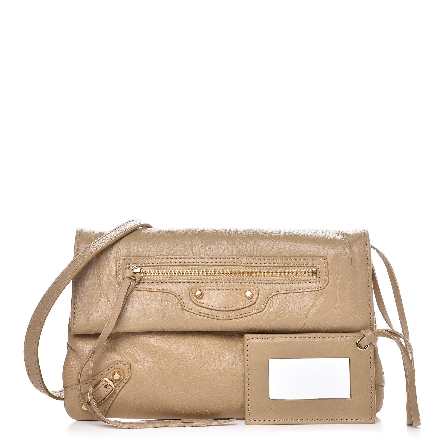 Balenciaga Agneau Classic Gold Hardware Mini Envelope Strap Clutch Beige Sable 1 of 8