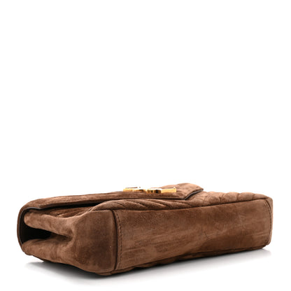 Saint Laurent Suede Matelasse Chevron Monogram Medium College Bag Bark Brown 4 of 13