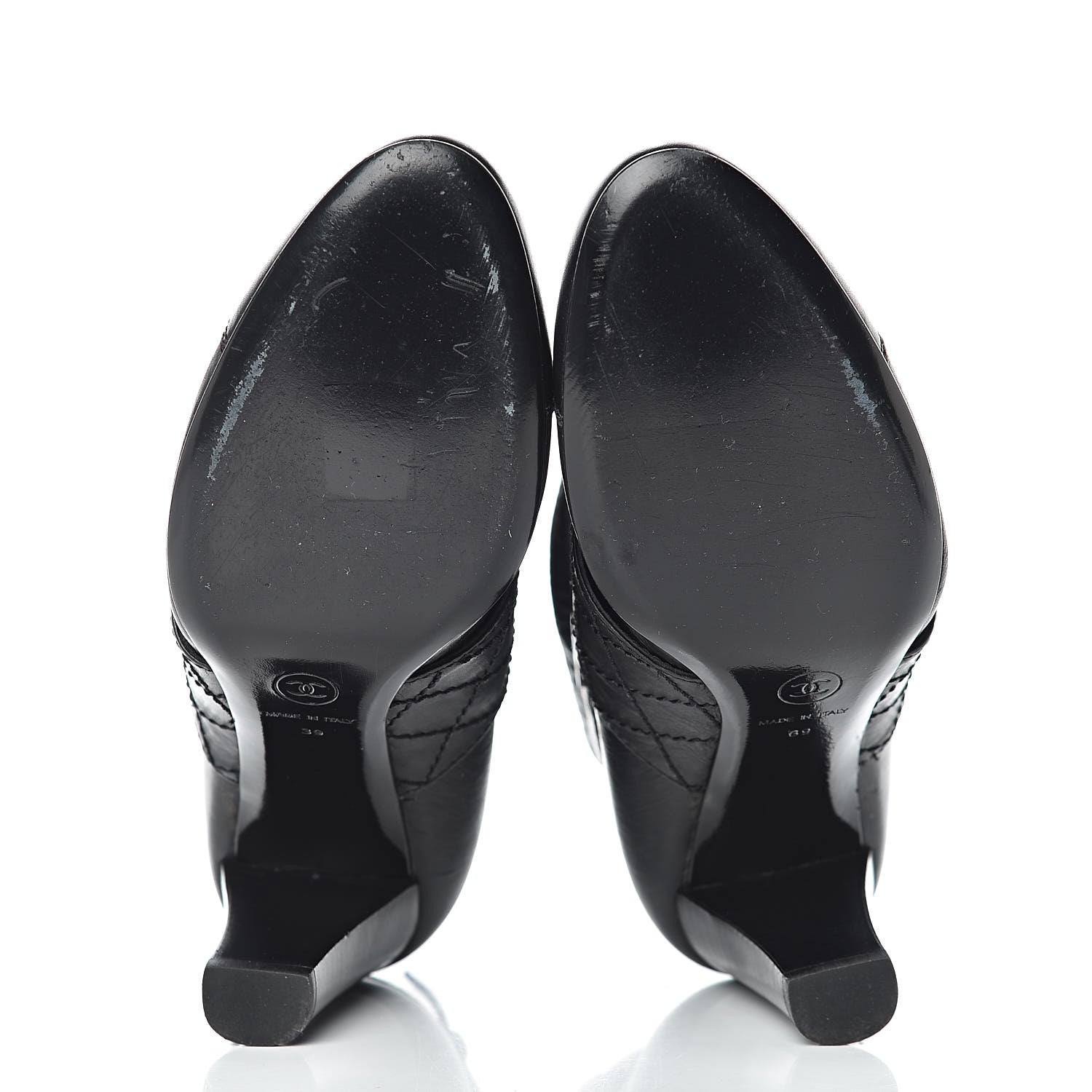 Chanel Lambskin Quilted Ankle CC Boots 39 Black 7 of 9